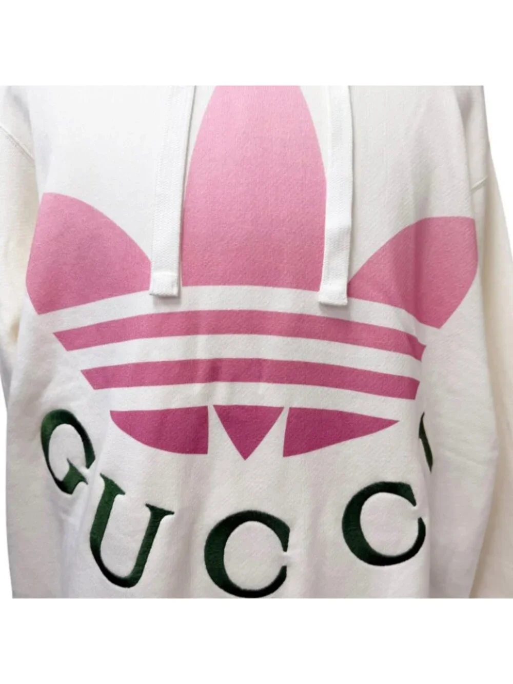 Gucci Adidas Trefoil Arch Logo Pullover Hoodie Ivory